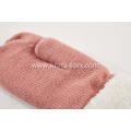 Girl's Knitted Cable Fleece Opening Mitten Gloves